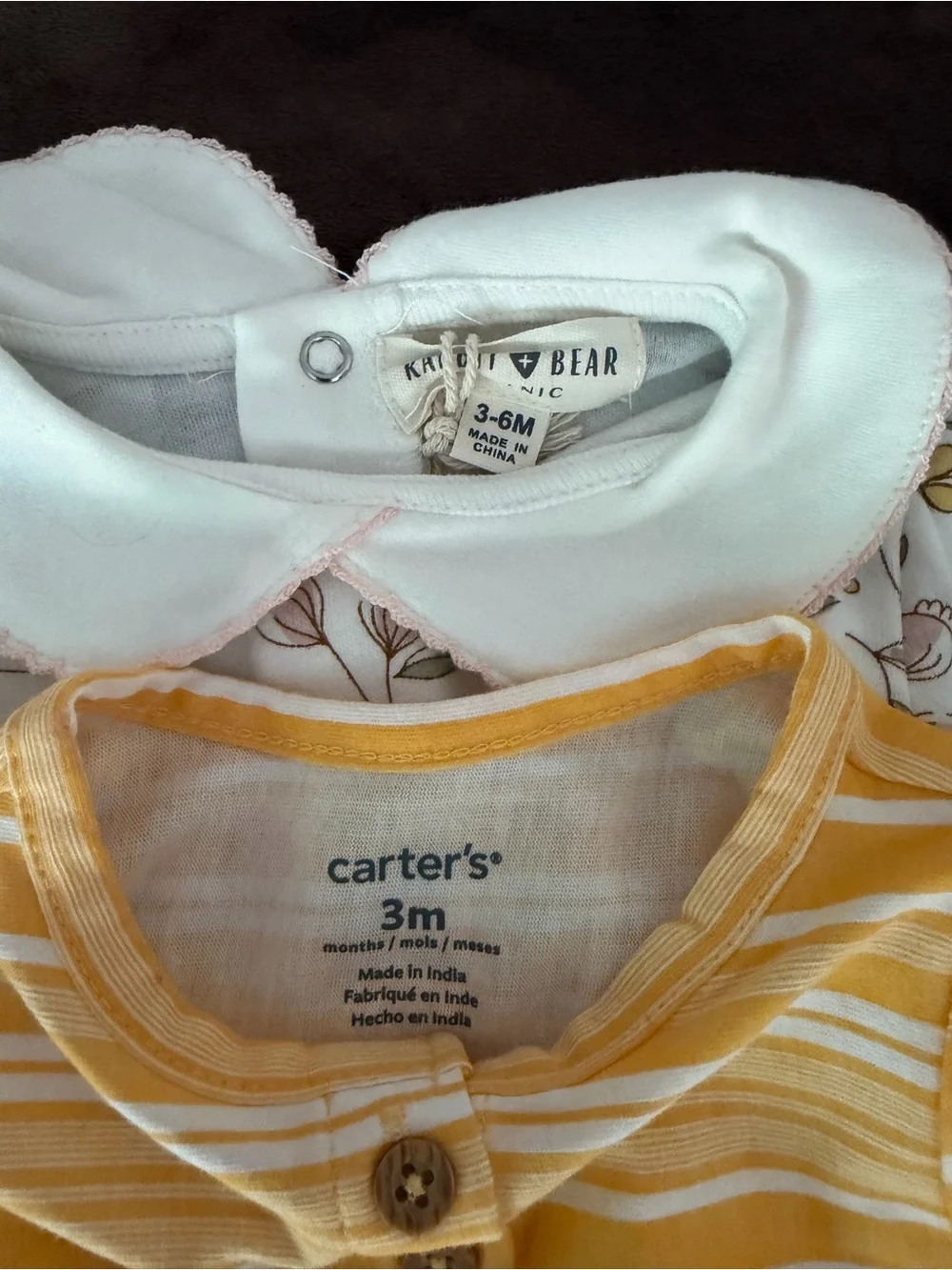 Two pieces Carter’s Yellow Striped Dress AND  Floral Collar Bodysuit